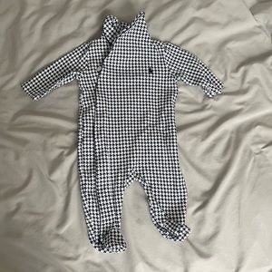 RALPH LAUREN houndstooth footed onesie